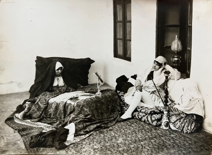 Antoin Sevruguin, Three Persian women seated around a kursi, Late 19th Century, early 20th Century