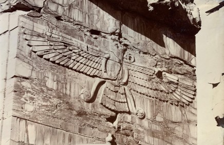 Ernst Herzfeld, Tripylon, Main Hall, West Jamb of Southern Doorway: Detail View of Relief Picturing Winged Symbol of Ahuramazda, Persepolis, 1923-28