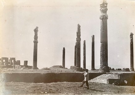 Antoin Sevruguin, Apadana, North Side, East Wing of Ceremonial Stairway with Reliefs Depicting Tribute Procession in Persepolis, Late 19th Century or early 20th Century