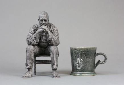 Seated Man Laser Sintered Nylon, 3d printed, oil paint 21cm high
