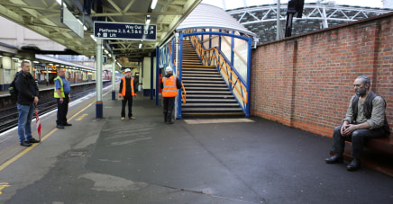 'Seated Man' on Platform 1 of Woking Station