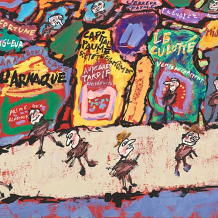 Jean Dubuffet, L’Arnaque (The Swindle), June 2, 1962, Gouache. National Gallery of Art, Washington, Gift of the Stephen Hahn Family Collection, 1995. © 2016 Artists Rights Society (ARS), New York / ADAGP, Paris.