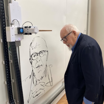 Peter Blake uses an AI-powered robot to paint 