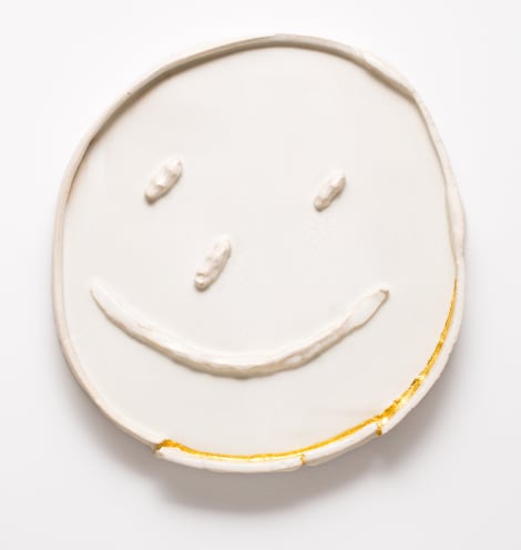 Dan McCarthy, Untitled Ceramic Facepot #35, 2013, Low fire clay and crystal  glaze with enamel paint, 17 1/2 x 10 inches. Courtesy Anton Kern Gallery,  New York