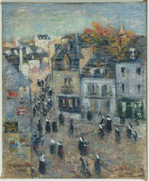 <span class="artist"><strong>Gustave Loiseau</strong></span>, <span class="title"><em>Pont Aven, Sortie de la messe à sept heures</em>, 1923</span>