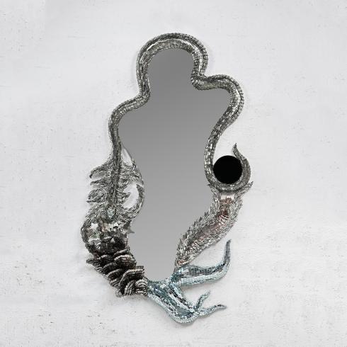 Nathalie Ziegler, L’eau De La Mirror, Verrerie De Saint Just Silvering Glass, Obsidian Mixed Structure Unique Piece, Signed