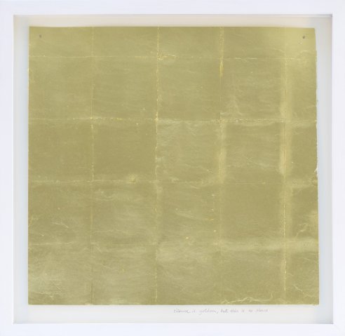 Sarah van Sonsbeeck, Silence is Golden But This is No Silence, 2011, gold leaf on paper, pencil, 43 x 44 cm.