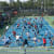 "Futures from Baseline Court 6, Thursday" by Pelle Cass, composite image of multiple exposures of a tennis match