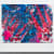 abstract painting in blue and red star shaped forms