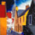 painting of narrow cobbled street in Culross Fife, with people walking