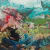 underwater painting with whales, fish, other sea creatures and diving bird