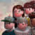 Giorgiko painting of cartoon-like kids grouped together looking off into distance