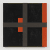 a black and orange geometric abstract painting