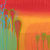 Charlotte Cornish abstracted painting in reds, yellows, blues and greens
