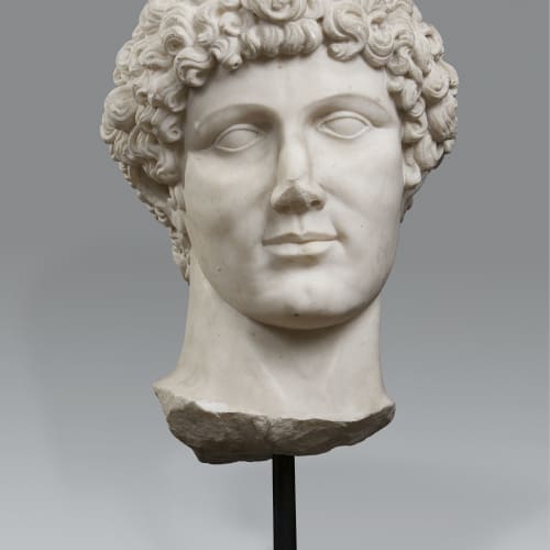 A finely sculpted monumental head of a young man, Rome, early 19th Century