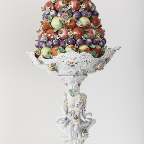 Chris Antemann  Fruit Pyramid II, 2014  Meissen Porcelain  104.1 x 53.1 x 36.1 cm 41 x 20 7/8 x 14 1/4 in.  Edition of 10