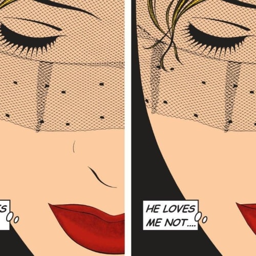 Deborah Azzopardi  He Loves Me, He Loves Me Not, 2011  Limited Edition Silkscreen Print on Fabriano 308gsm paper.  110 x 80 cm 43 1/4 x 31 1/2 in.  Edition of 12