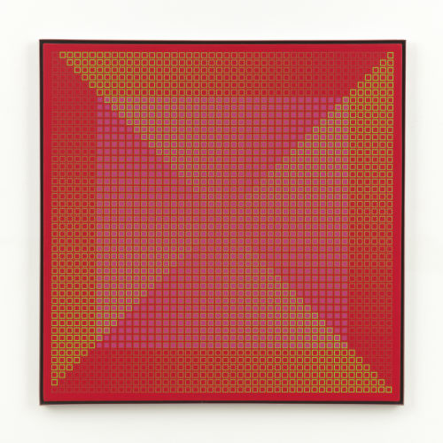 Julian Stanczak, Centered Duality Red II, 1981-82