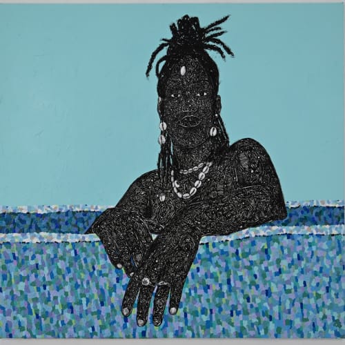 Tyna Adebowale, #TheBlueQueen (Triptych) (Middle), 2023