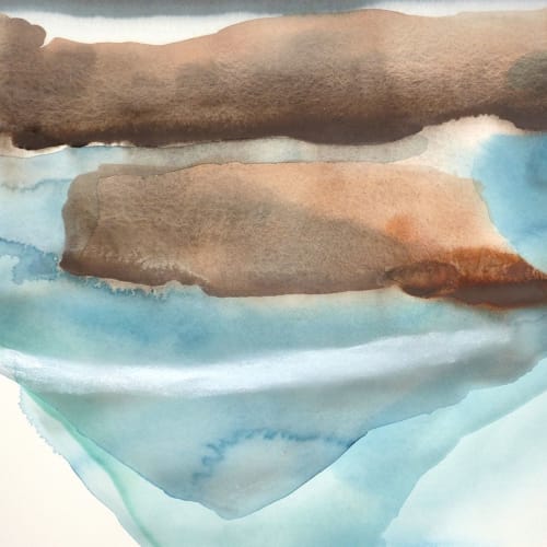 Peter Davis RSW  Grossa Stack  watercolour and chalk rubbing on paper  51cm x 70cm