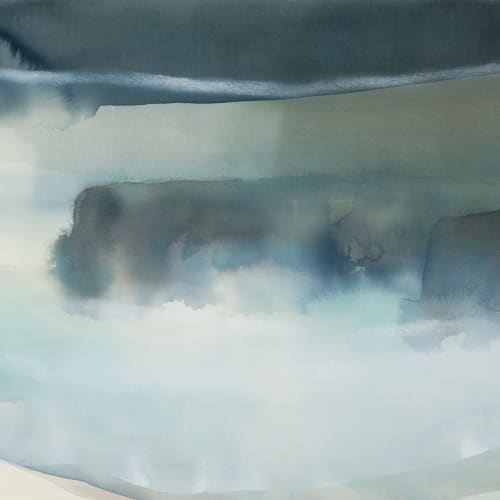 Peter Davis  Katrisper, 2019  watercolour, pigment and chalk rubbing on paper  60cm x 90cm  81.5cm x 115cm framed