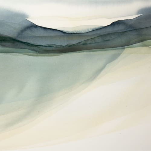 Peter Davis RSW  Weisdale - the end of summer  watercolour chalk rubbing on paper  51cm x 70cm