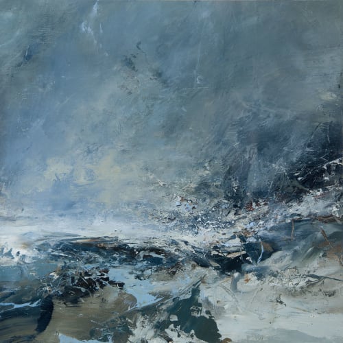 Janette Kerr  Hurricane Abigail I - Scatness  oil on board  41cm x 41cm