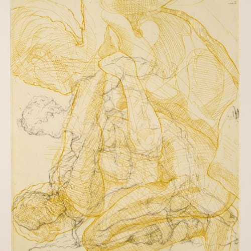 Ian Westacott and Raymond Arnold  Wrestlers, Louvre, 2005  etching  50cm x 40cm  5 of 20