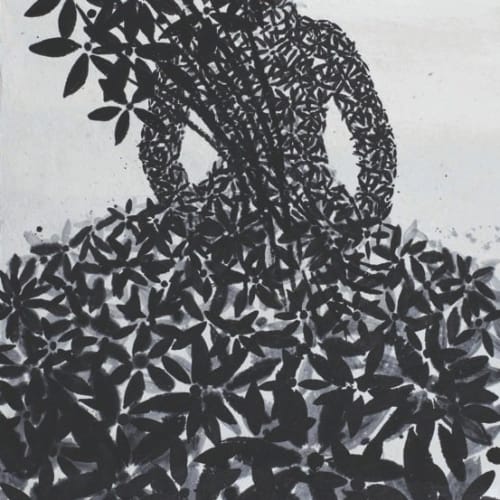 Selma Gürbüz  Flowered Woman, 2011  Ink on hand made paper  300 x 150 cm 118 1/8 x 59 1/8 in