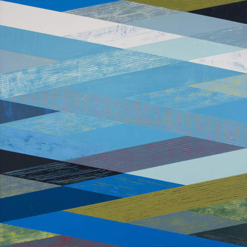 Sunny Taylor  Woven Landscape with Blue  acrylic on panel  48 x 48 inches