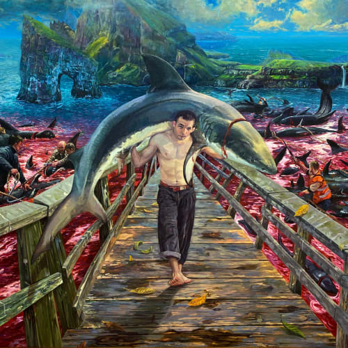 Serlian Barreto, Grindadrap-whaling in the Faroe Islands. Asociado al mito de Sisifo, 2021