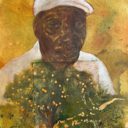 Christopher Samuel Idowu, More Than Conquerors I (Man and His Inheritance) Acrylic, Conte crayon, collage, pastel and silkscreen printing on paper,, 2023