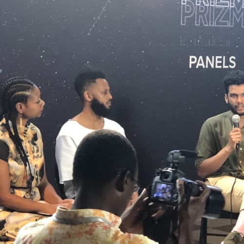 Prizm Artist Panel with Tahir Carl Karmali and Tariku Shiferaw, Moderated by Donnamarie Baptiste, 2018 (Miami, FL).
