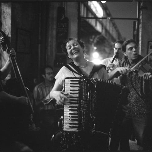 Jeanette Lewicki and klezmer musicians, Café Moto, Williamsburg, Brooklyn, July 12, 2005 2015, printed 2022 Gelatin silver print with selenium tone Edition of 20 plus 1 artist's proof (WMS002)