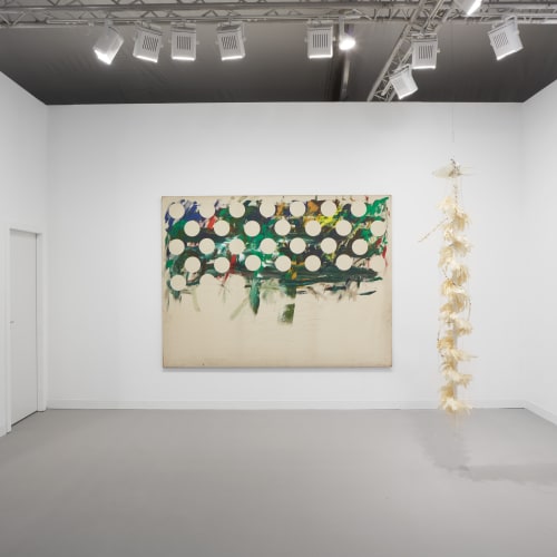 Installation view of Tina Kim Gallery | Booth F05 at Frieze London 2021 (Oct 13-17, 2021). Courtesy of Tina Kim Gallery. Photo by Sebastiano Pellion di Persano.