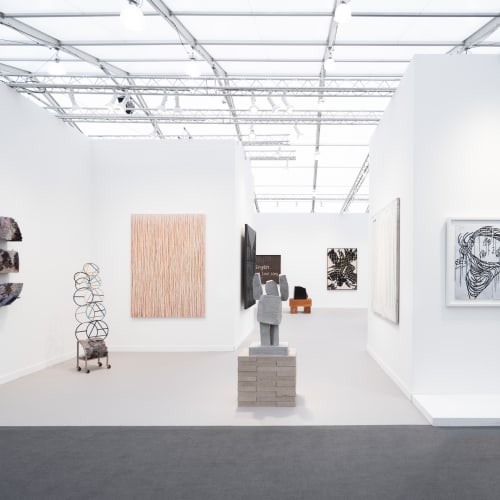 Installation view of Tina Kim Gallery | Booth E7 at Frieze Los Angeles (February 16-19, 2023). Courtesy of Tina Kim Gallery. Photo by Charles Roussel.