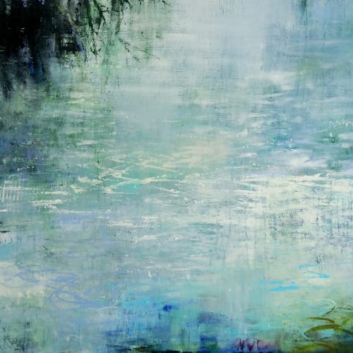 Gareth Edwards, Light through Willow on Water, oil on canvas, 100 x 130 cm, 2024