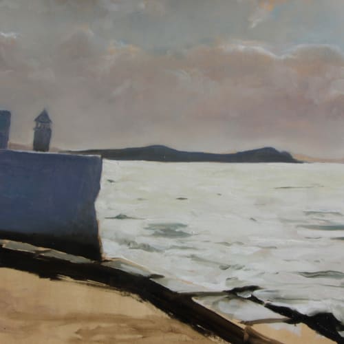 Tomas Watson, Cycladic Seascape oil on sized paper mounted on canvas, 30 x 40 cm, 2024