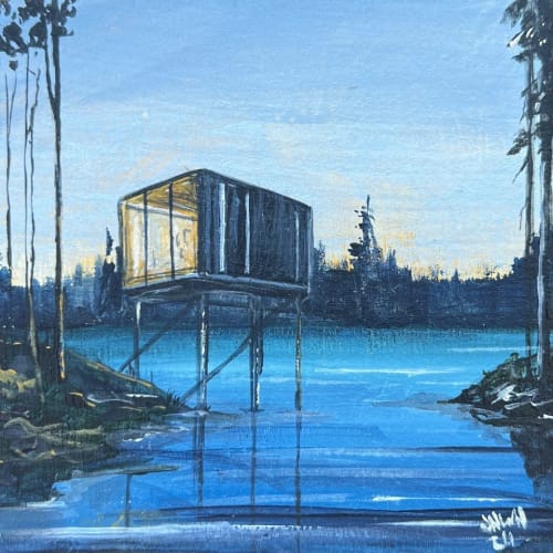 John Hainsworth, Near Dark 2, acrylic on board, 10 x 10 cm, 2024