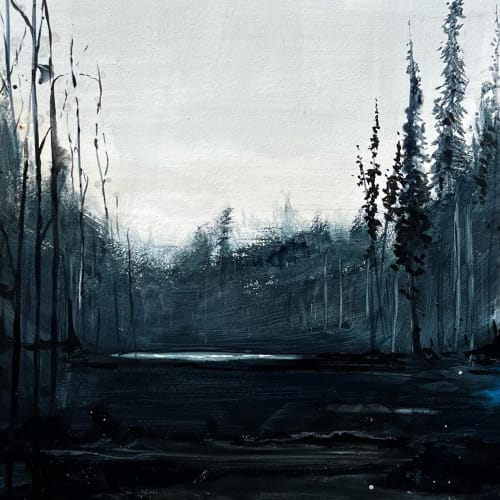 John Hainsworth, Phthalo Pines 2, acrylic on board, 25 x 20 cm, 2024