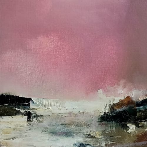Gareth Edwards, Wave Crash, (pink), oil on panel, 30 x 30 cm, 2022