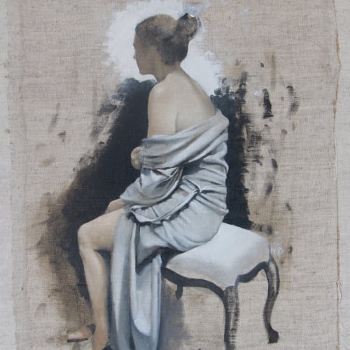 Tomas Watson, 'Woman with Drapery, side view, oil on linen, 50 x 40 cm, 2022