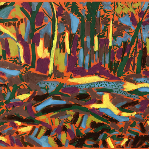Christabel Forbes  'Abstract Forest, Noirmoutier', 2021  Mixed Media on Coloured Card  33 x 50 cm