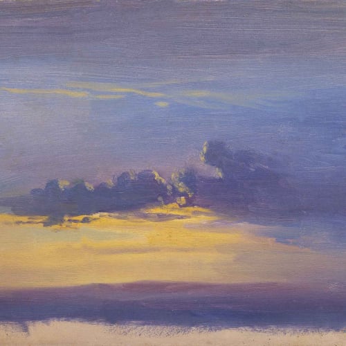 Johann Jakob FREY Effect of the Sun at Sunset oil on paper laid down on canvas