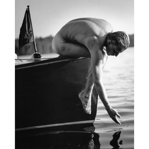 Bruce Weber, Tyke on the Work Boat, Lower St. Regis Lake, Adirondacks, NY, 1988.