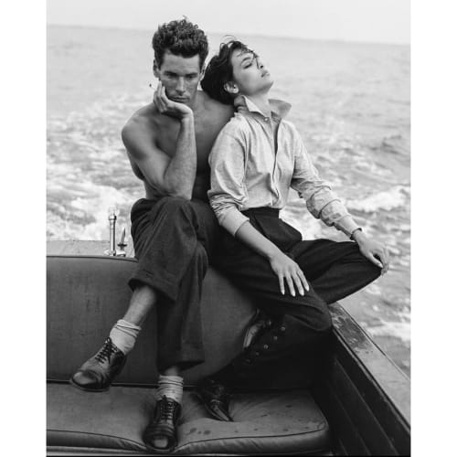 Bruce Weber, Bruce and Talisa on my Chris-Craft, Bellport, NY, 1982.