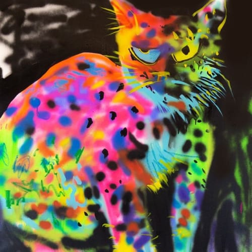 Natalie Westbrook painted a colorful cat