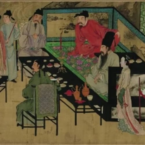 明 唐寅 临韩熙载夜宴图卷 Night Banquet of Han Xizai by Tang Yin，重庆三峡博物馆藏