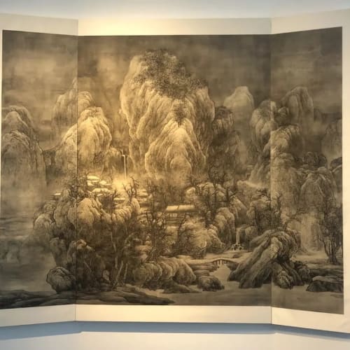 泰祥洲,《天作高山》The Mountain of Gethsemane, 2014年，绢本水墨。164.5×205cm。