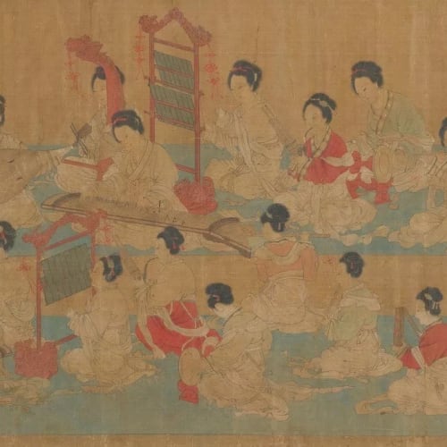 An ancient painting depicting a performance scene of an ancient woman
